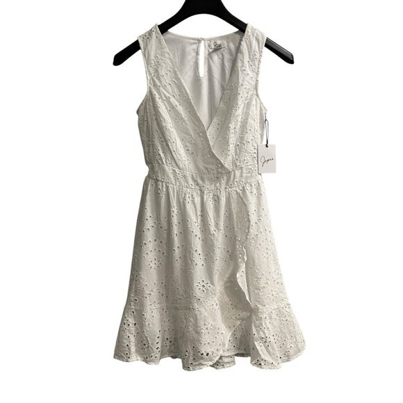Japna Dress Womens M White Eyelet Babydoll‎ Mini Ruffle Cottagecore Feminine - Picture 1 of 8